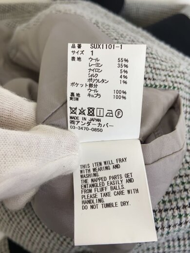 商品画像：テーラードジャケット/1/ウール/GRY/総柄/SUX1101-1 5