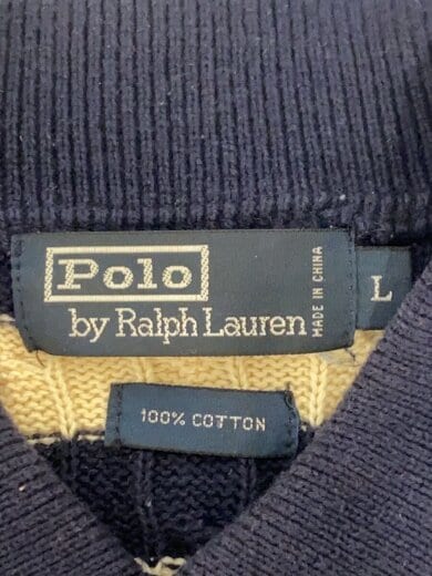 商品画像：ケーブルニット/ポロシャツ/L/コットン/CRM/ボーダー 3