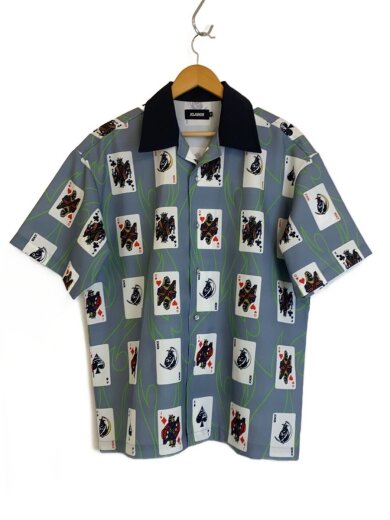 商品画像：開襟/トランプ/半袖シャツ/M/ポリエステル/GRY/総柄/101222014003 1