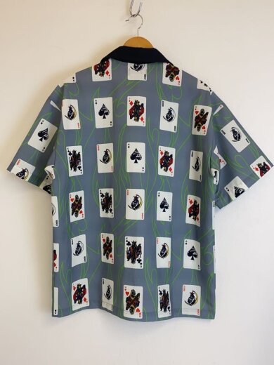 商品画像：開襟/トランプ/半袖シャツ/M/ポリエステル/GRY/総柄/101222014003 2