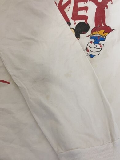 商品画像：90s/USA製/ミッキー/ペンキ/長袖Tシャツ/L/コットン/WHT/プリント/シミ汚れ状態考慮 6