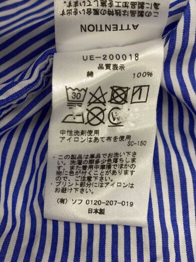 商品画像：長袖シャツ/2/コットン/BLU/ストライプ/UE-200018// 4