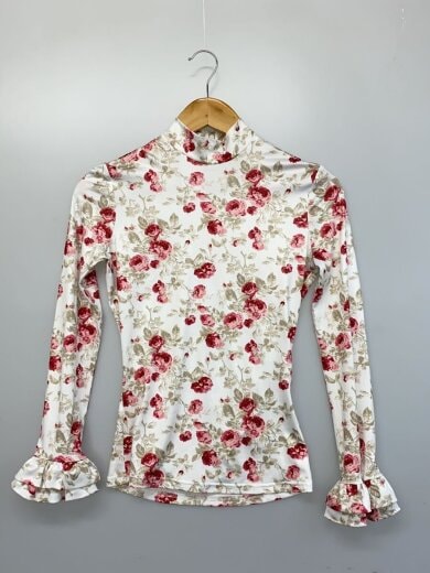 商品画像：RUFFLEELASTICTOP/長袖カットソー/M/ポリエステル/WHT/総柄/VW-AW25-T12 1