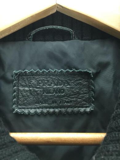 画像：PRADAレザージャケット・ブルゾン/48/レザー/BLK/黒/革ジャン/ニット切替/ライダース3