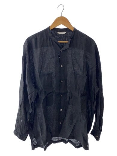 商品画像：長袖シャツ/3/リネン/BLK/黒/0241-U600B-1187/バンドカラー// 1