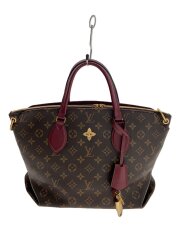 フラワー・ジップド・トートMM_モノグラム・キャンバス_ボルドー/レザー/BRW/総柄