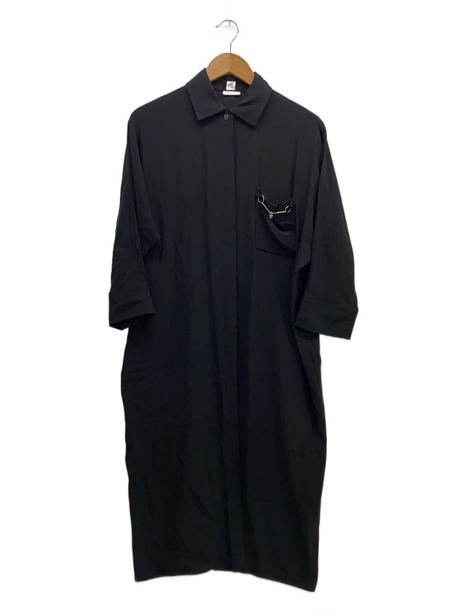 HERMES / 22SS/ホースビットシルクワンピース/長袖ワンピース/34/シルク/BLK