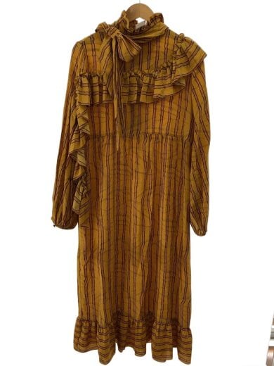 商品画像：スタンドカラーシャツワンピース/--/ポリエステル/BRW/総柄/フリル/// 1