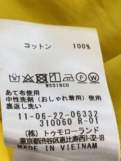 商品画像：22SS/プロセスドコットン Aラインワンピース/34/コットン/YLW/11-06-22-06332 5