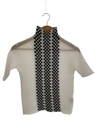 商品画像：ボックスプリーツ半袖ブラウス/3/ポリエステル/WHT/総柄/PP68-FK715/市松柄// 1