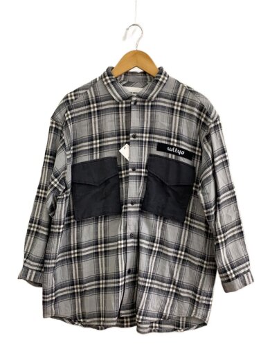 商品画像：長袖シャツ/M/コットン/GRY/チェック/WL-S-86 1