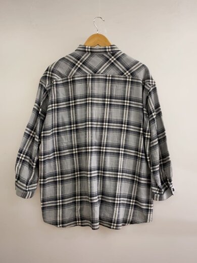 商品画像：長袖シャツ/M/コットン/GRY/チェック/WL-S-86 2