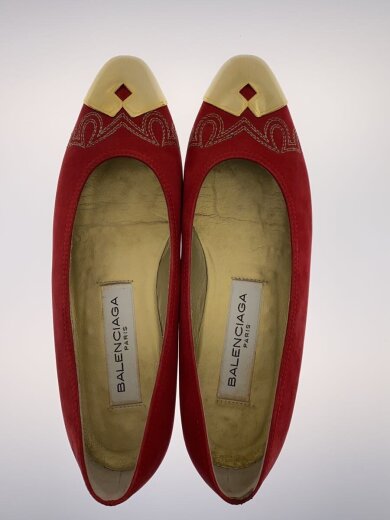 商品画像：フラットパンプス/35/RED/刺繍/つま先ゴールド 3