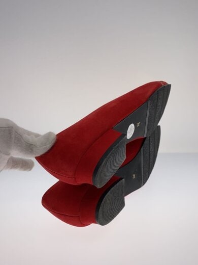 商品画像：フラットパンプス/35/RED/刺繍/つま先ゴールド 4