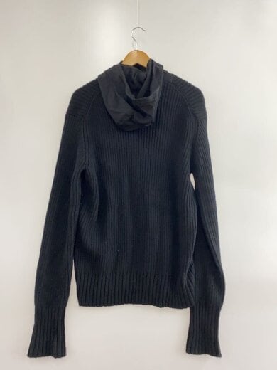 商品画像：ジップパーカー/3/ウール/BLK/HM-J18-800/異素材切替/黒 2