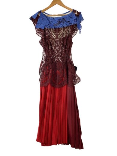 商品画像：docking one puece/lace dress/ワンピース/36/RED/レース/赤×青 2
