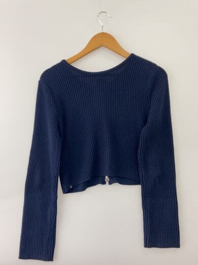 商品画像：クロップド2WAYニット/ジップアップ/ジャケット/FREE/コットン/NVY/57134942// 2