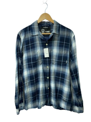 商品画像：長袖シャツ/M/コットン/BLU/オンブレCK/783-5120007 1