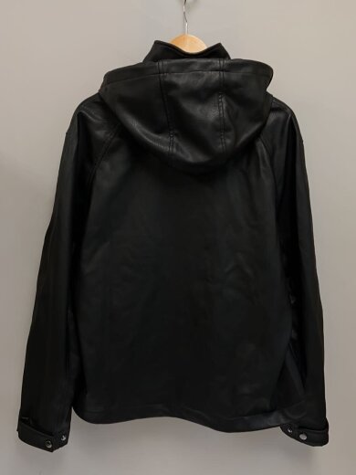 商品画像：フェイクレザー フーデッドジャケット/M/BLK// 2