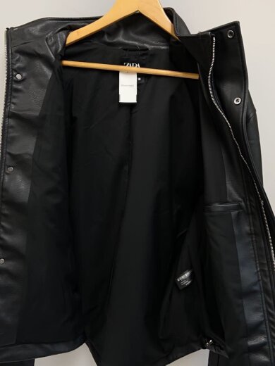 商品画像：フェイクレザー フーデッドジャケット/M/BLK// 3