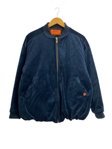 ボンバージャケット/L/ポリエステル/NVY/ベロア