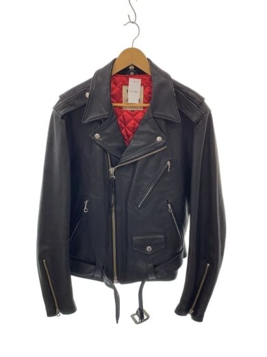商品画像：裏地赤キルティング/スティアハイド/日本製/ダブルライダースジャケット/40/牛革/BLK 1