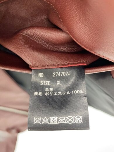 商品画像：ダブルライダースジャケット/XL/羊革/BRD/無地/274702J 5