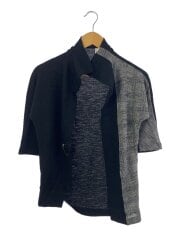 ハイネックカーディガン(薄手)/2/ウール/BLK/チェック/FE-T29-169