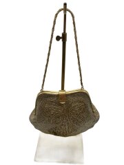 シェル型ハンドバッグ/ビーズ/リボン/GLD