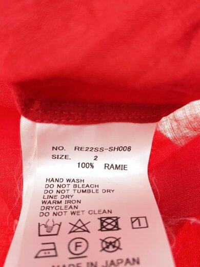 商品画像：loomer/半袖ブラウス/2/--/RED/無地/RE22SS-SH006// 4