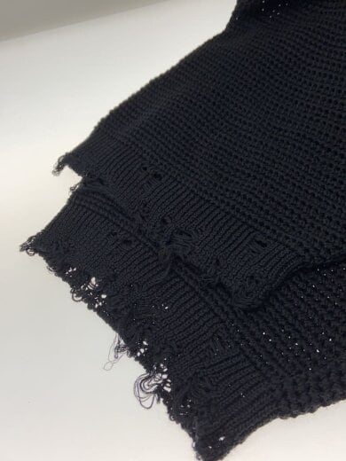 商品画像：ニットポロシャツ/ダメージ加工/1/コットン/BLK/無地// 6