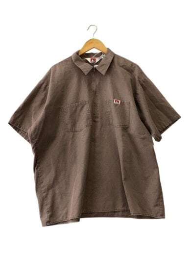 商品画像：■USED/ハーフジップ/USA製/TALONジップ/半袖シャツ/XXL/コットン/BRW/無地// 1