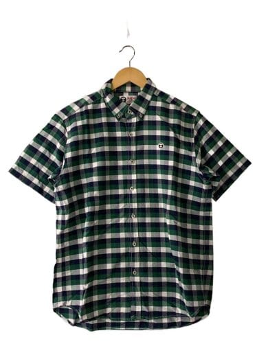 商品画像：半袖シャツ/XL/コットン/GRN/チェック/AST1017// 1