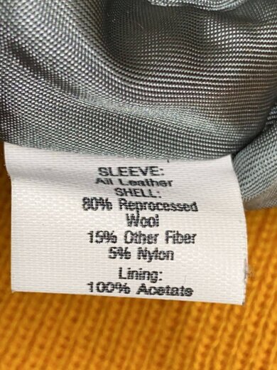 商品画像：TRANS GLOBAL/袖レザー/スタジャン/XL/ウール/YLW// 4