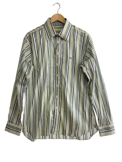 商品画像：長袖シャツ/ロゴ/ブルー/グリーン/コットン/WHT/ストライプ// 1