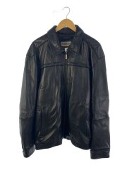 Boston Harbour/シングルライダースジャケット/XL/レザー/BLK/無地