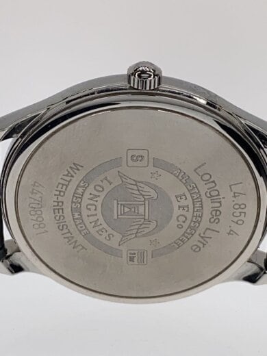 商品画像：クォーツ腕時計/アナログ/レザー/WHT/BLK/SS/L4.859.4/社外ベルト 3