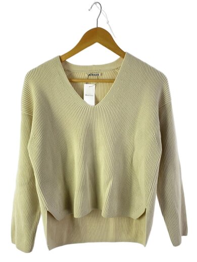 画像：AURALEE18AW/SUPER FINE WOOL RIB KNIT V NECK P/O/0/ウール/IVO/A8AV05RK1