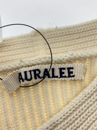 画像：AURALEE18AW/SUPER FINE WOOL RIB KNIT V NECK P/O/0/ウール/IVO/A8AV05RK3