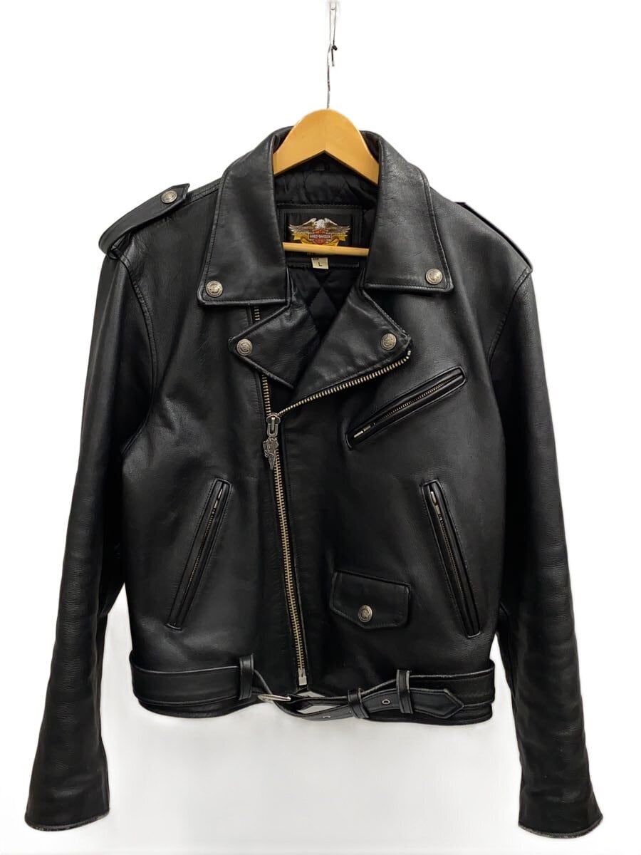 HARLEY DAVIDSON / ダブルライダースジャケット/L/牛革/BLK/40130