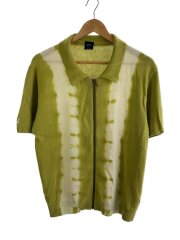 GARDEN CENTER BLEACH DYED KNIT POLO/S/コットン/GRN