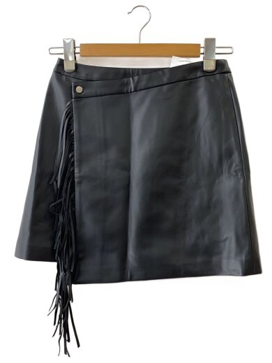 商品画像：24AW/フリンジミニスカート/36/フェイクレザー/BLK/0124321300 1