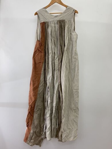 商品画像：パッチワークノースリーブワンピース/1/リネン/BEG/ストライプ/K19040P119 2