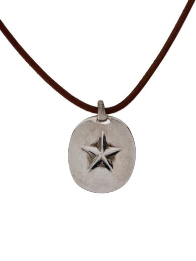 商品画像：スターチョーカー/ネックレス/レザー/SLV/トップ有/メンズ// 1