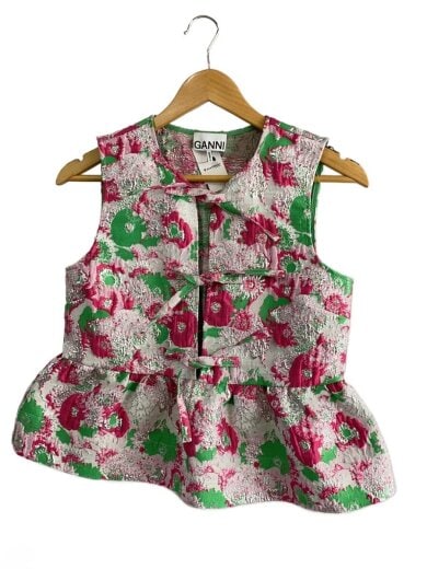 商品画像：3D Jacquard Sleeveless Ribbon Blouse/32/PNK/総柄/6499 1