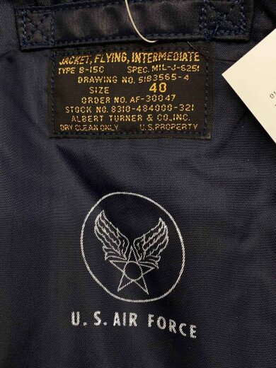 商品画像：B-15C ALBERT TURNER/フライトジャケット/L/ナイロン/NVY/TMJ2530 4