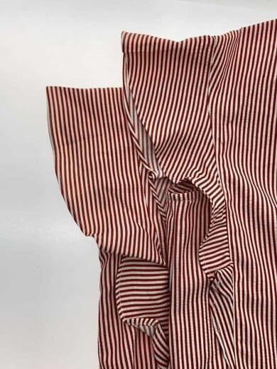 商品画像：25SS/シアーサッカーフリルスタント半袖ワンピース/FREE/ポリエステル/RED/ストライプ/225319 5