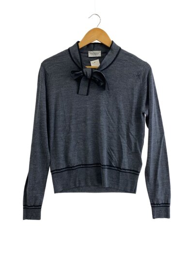 商品画像：配色ボウタイネックプルオーバー/ニット・セーター(薄手)/S/ウール/GRY// 1