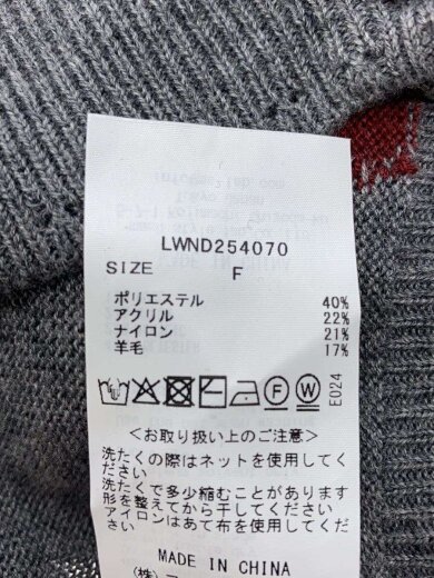 商品画像：25AW/ロゴ刺繍アーガイルカーディガン/one/ポリエステル/GRY/LWND254070// 4