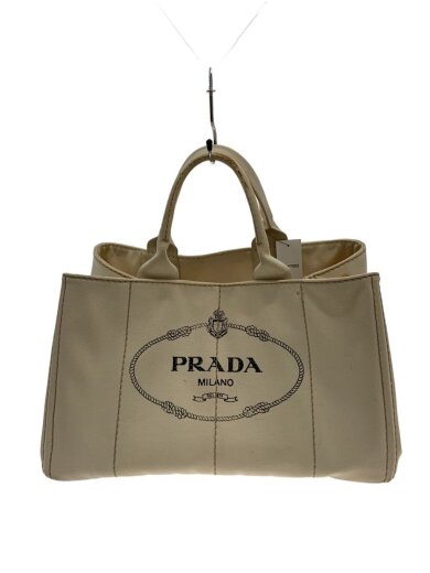 商品画像：カナパ/ハンドバッグ/キャンバス/WHT/ハンドル、表面汚れ有 1